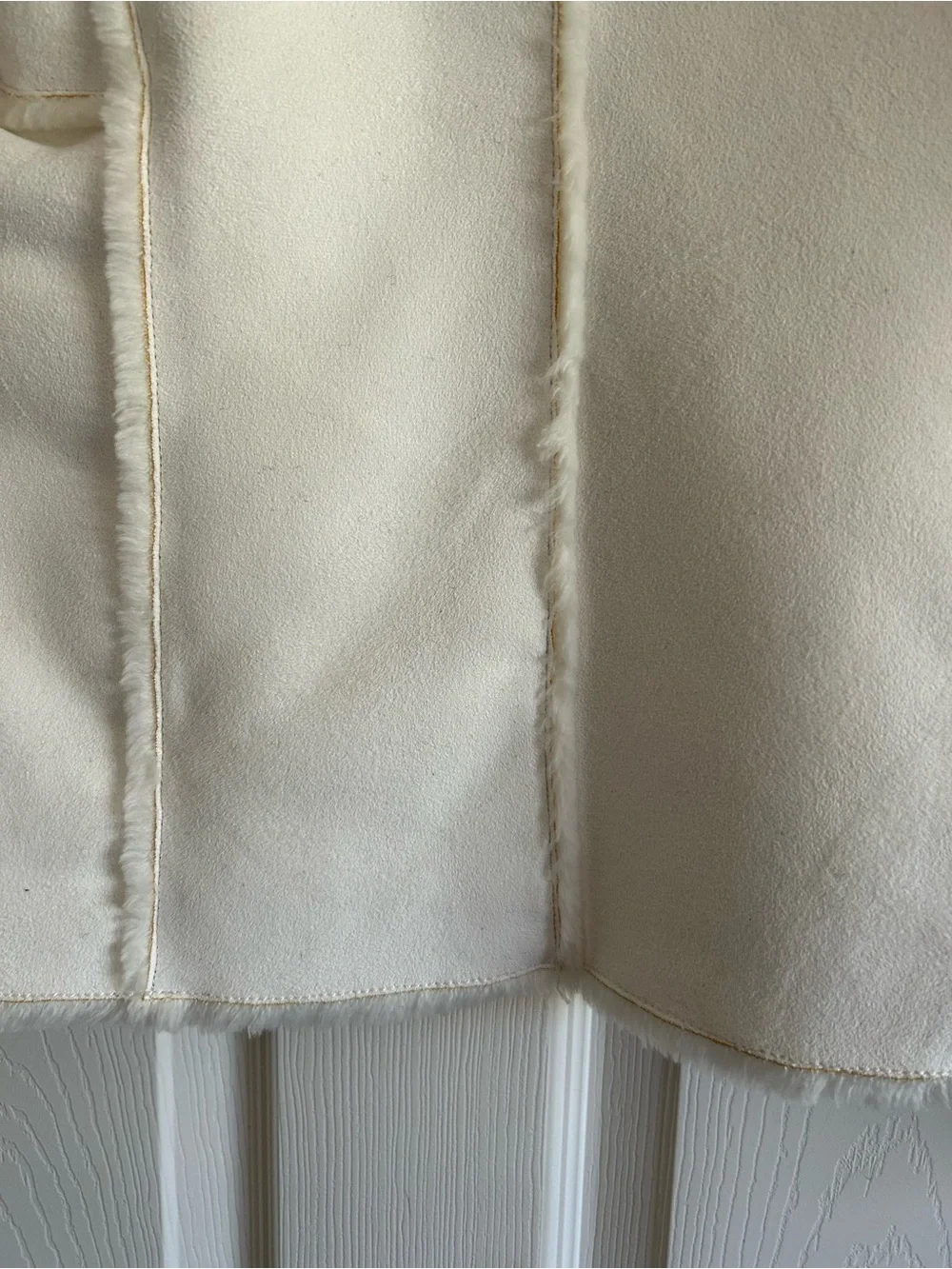 White House Black Market Plush Cream Teddy Shawl Jacket
